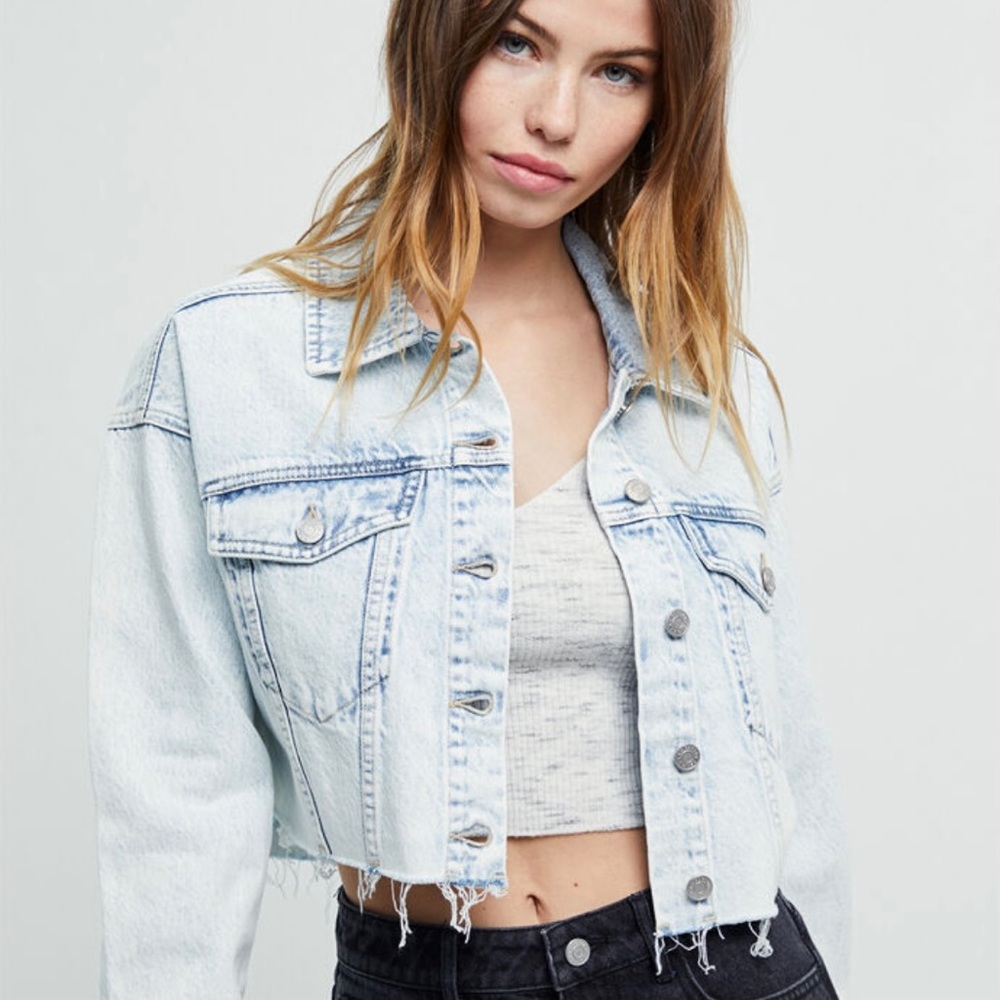 PACSUN Butterfly Cropped Trucker Jacket
